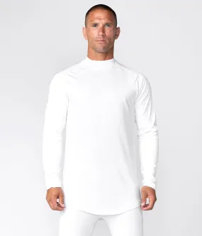 Born Tough Mock Neck Long Sleeve Base Layer Crossfit Shirt For Men White