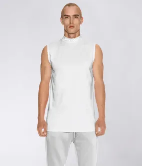 Born Tough Mock Neck Sleeveless Base Layer Bodybuilding Shirt For Men White