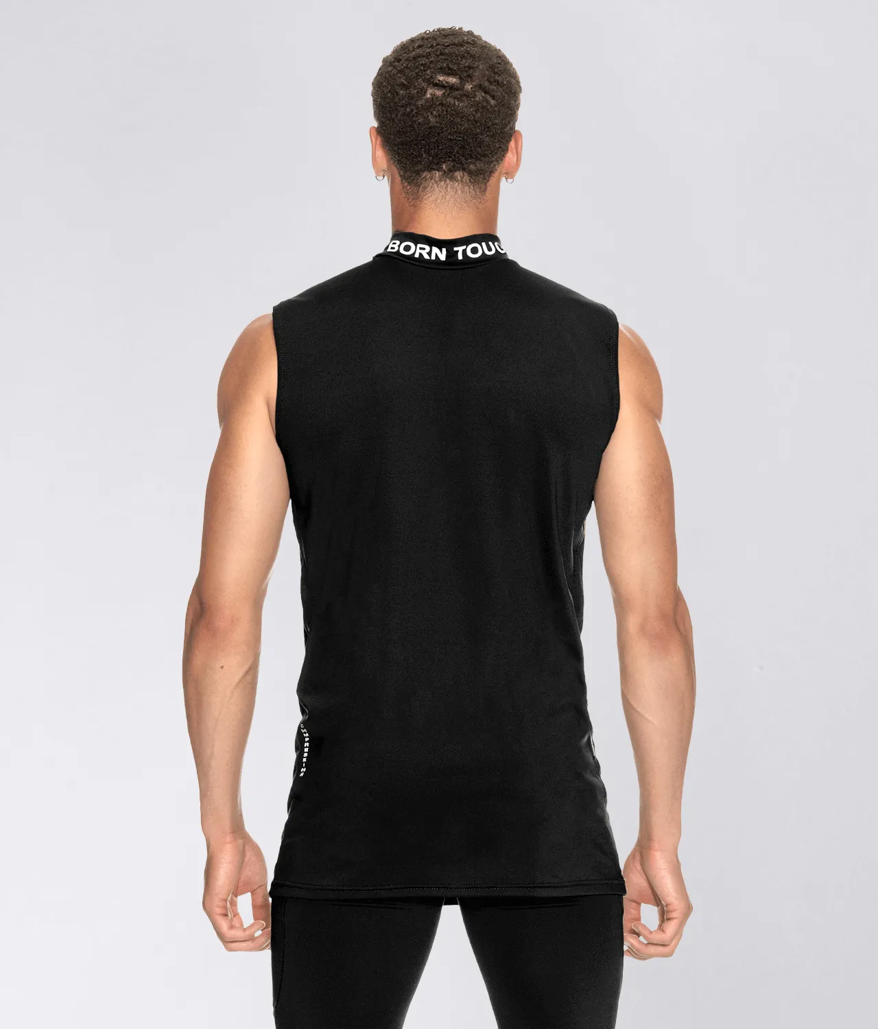 Born Tough Mock Neck Sleeveless Base Layer Crossfit Shirt For Men Black