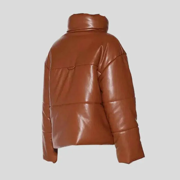 Buy Genuine Quilted Real Leather Puffer Jacket For Mens