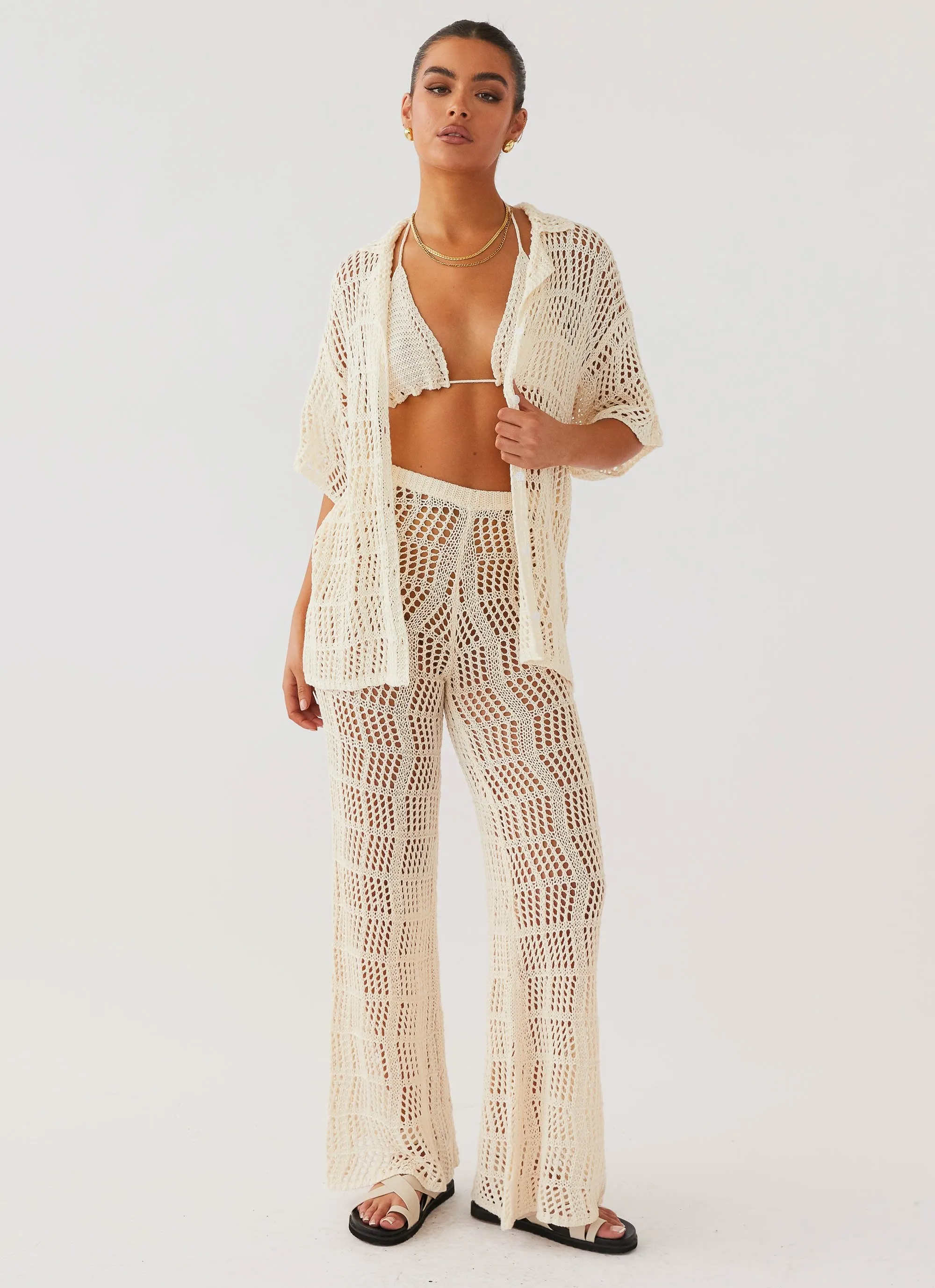 Cabo Paradise Crochet Pants - Natural