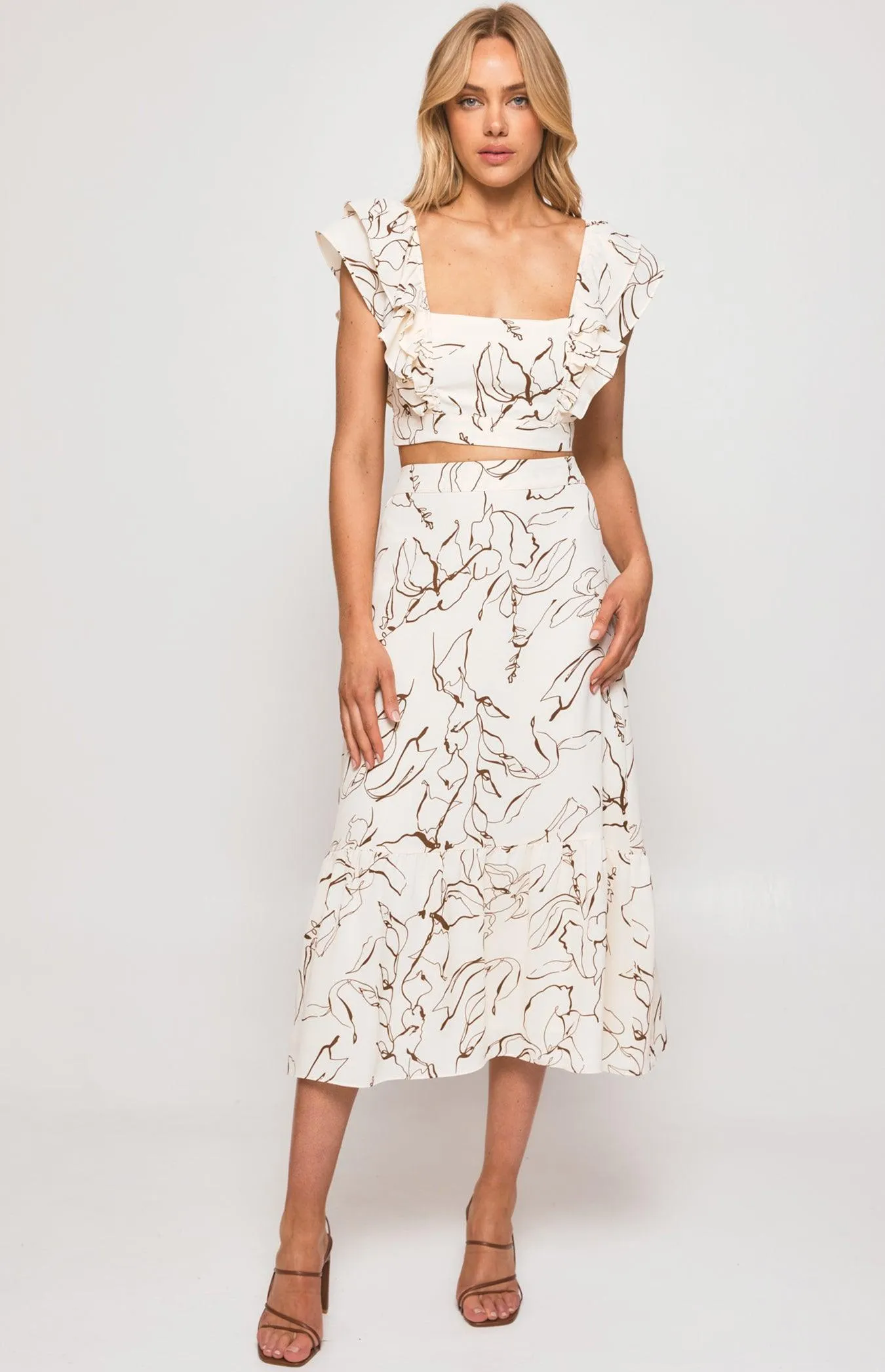 Callie Set Dress - Cream Print