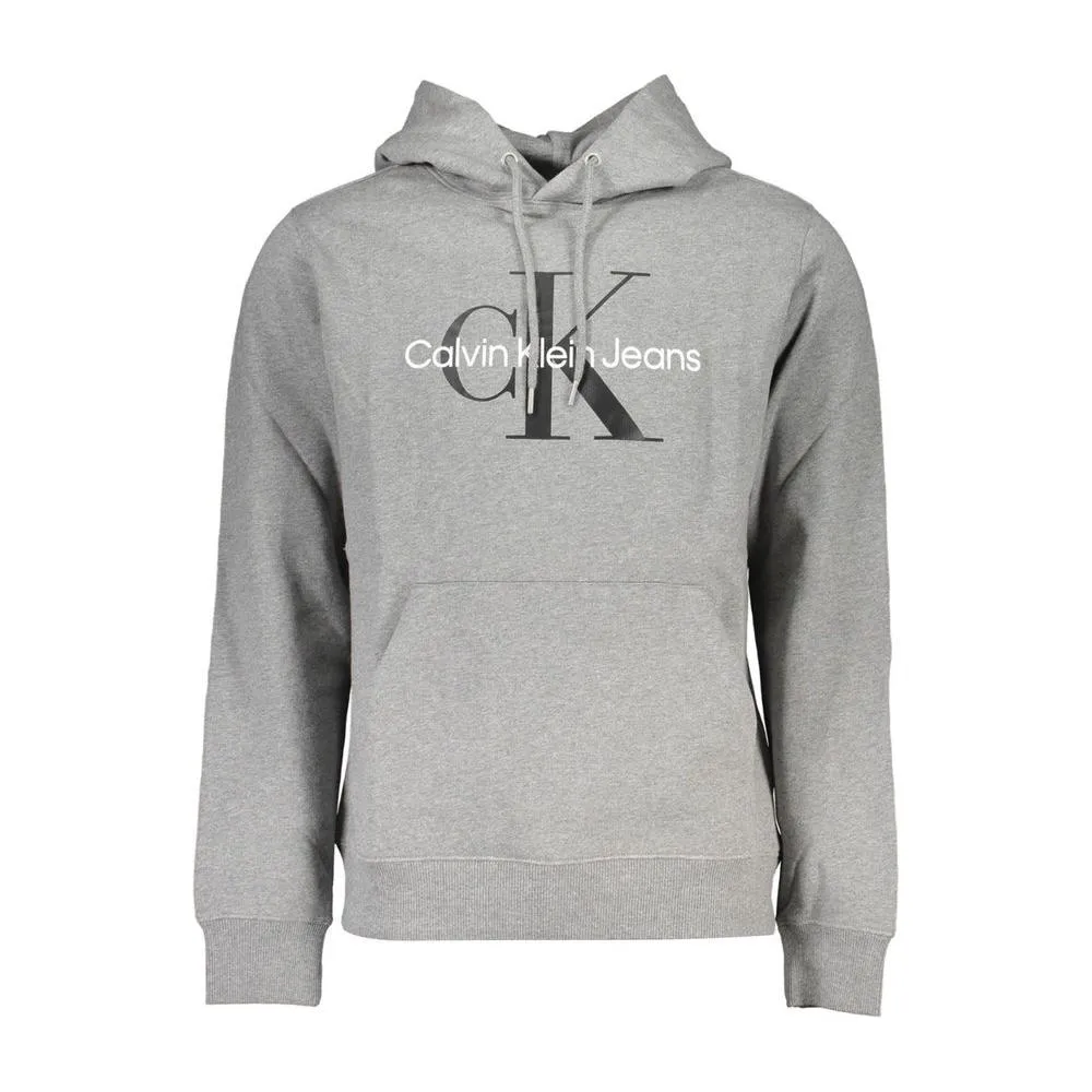 Calvin Klein Elegant Gray Long Sleeve Hooded Sweatshirt