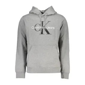 Calvin Klein Elegant Gray Long Sleeve Hooded Sweatshirt