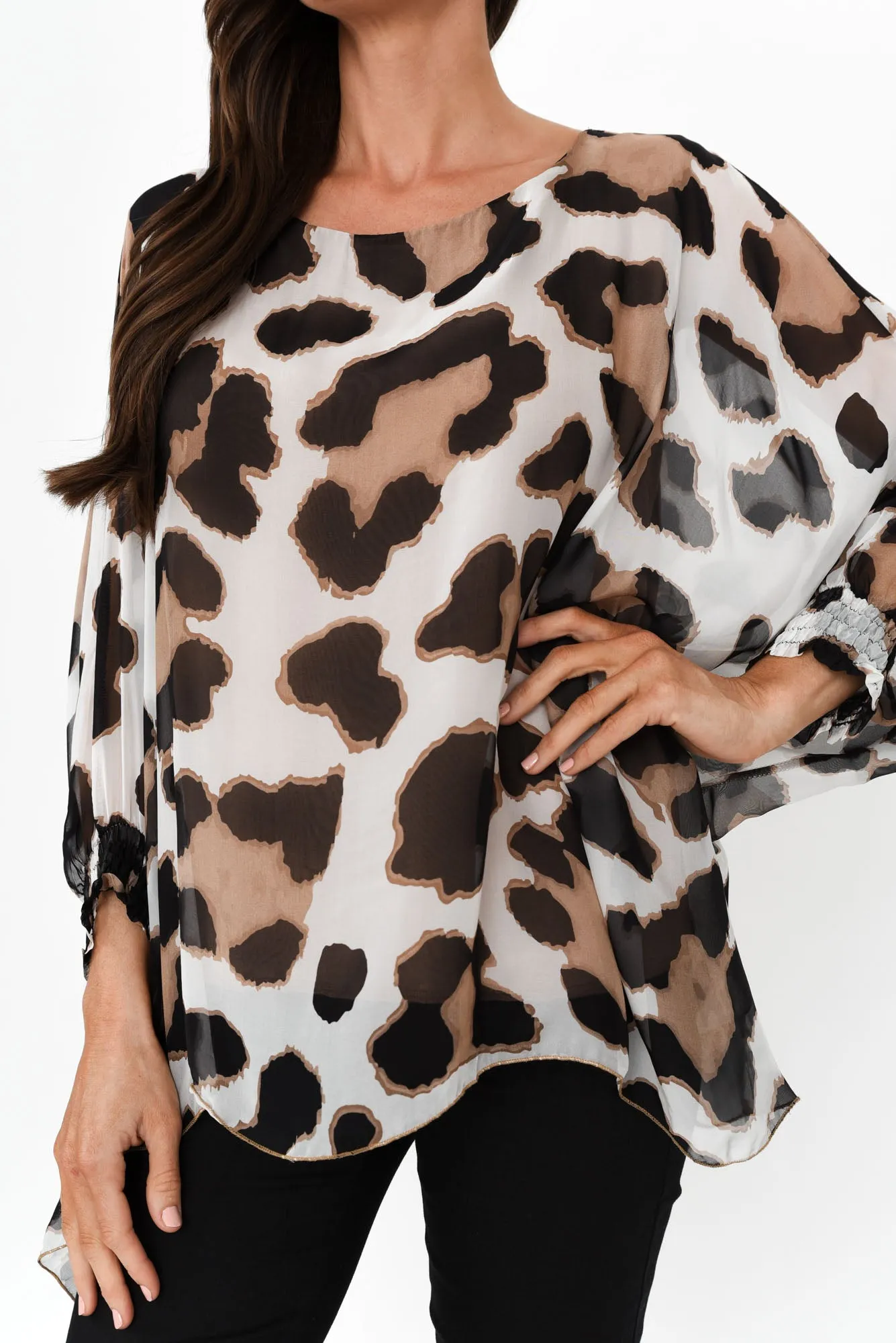 Cartier Brown Leopard Silk Layer Top