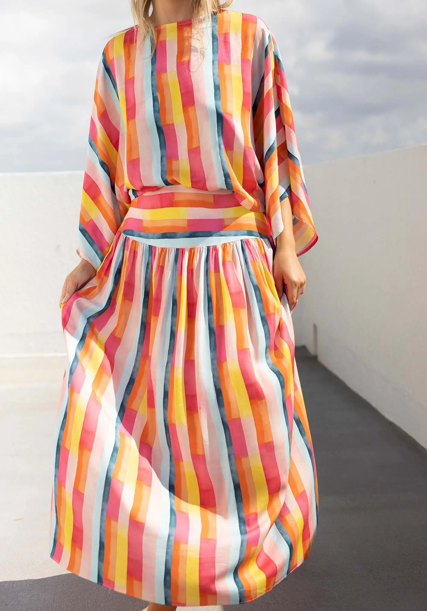 Casino Pink Stripe Maxi Skirt