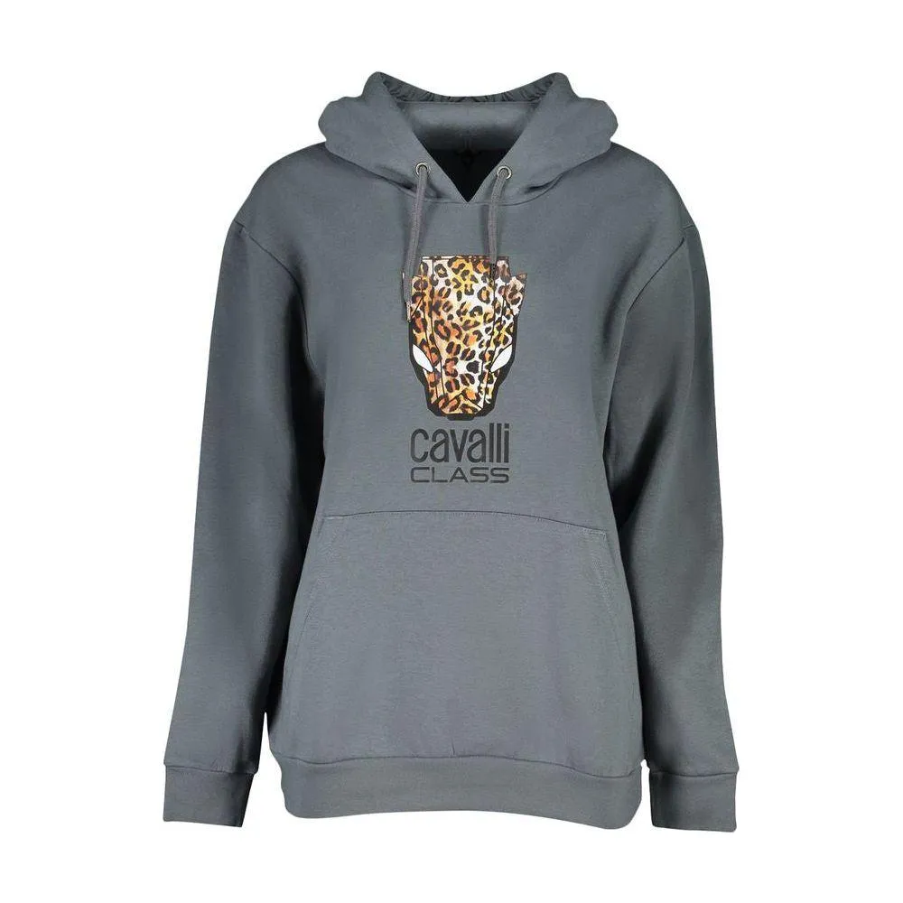 Cavalli Class Elegant Hooded Fleece Sweatshirt in Gray