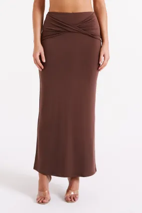 Ceri Maxi Twist Skirt - Mocha