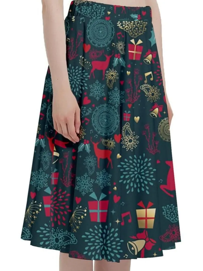 Christmas Reindeer Full Circle Skirt