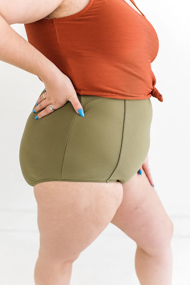 Classic High Waisted Bottoms in Olive L&K Exclusive - Size  XS, 2X, 3X Left