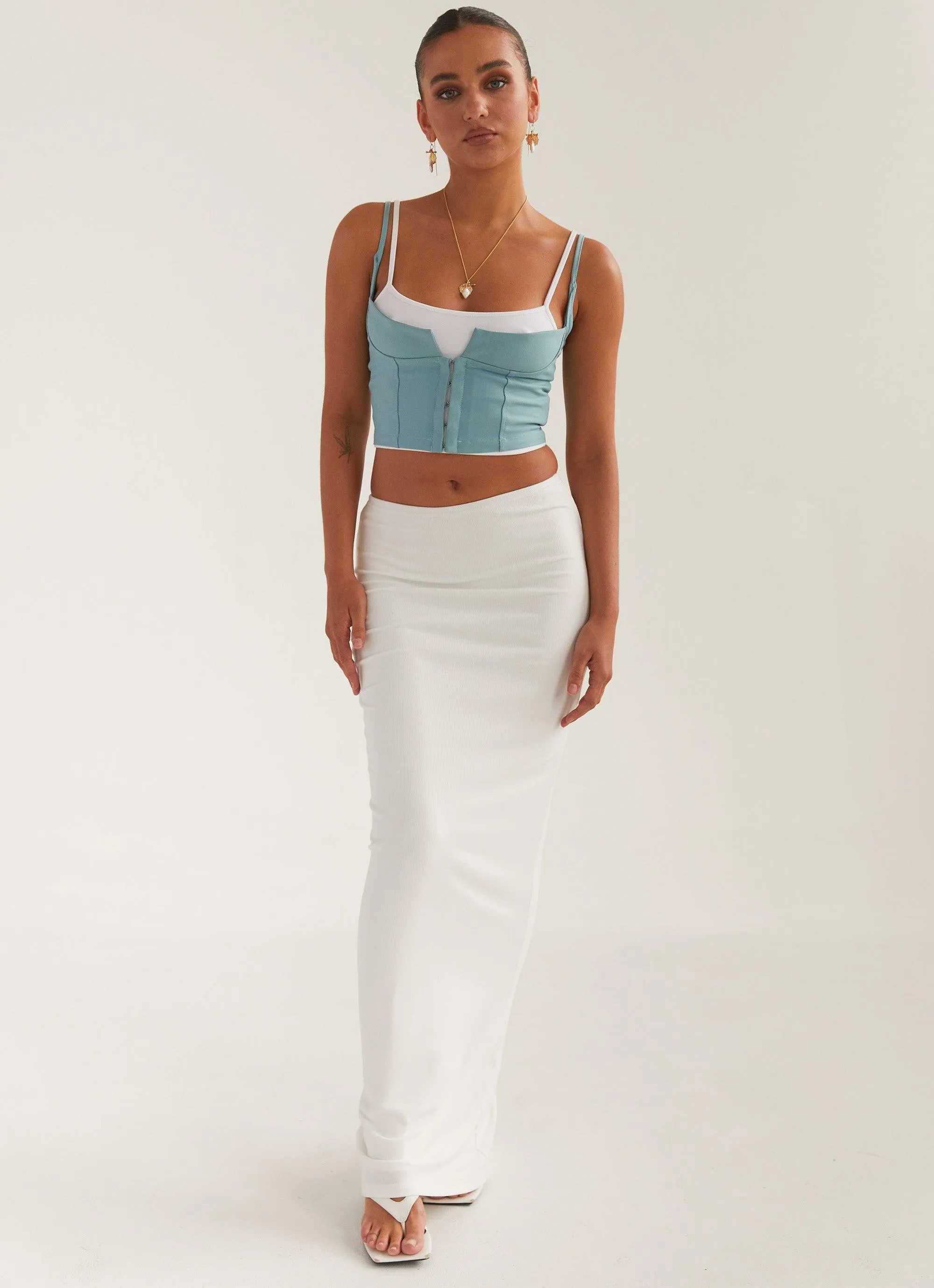 Creme de la Claye Rib Maxi Skirt - Porcelain