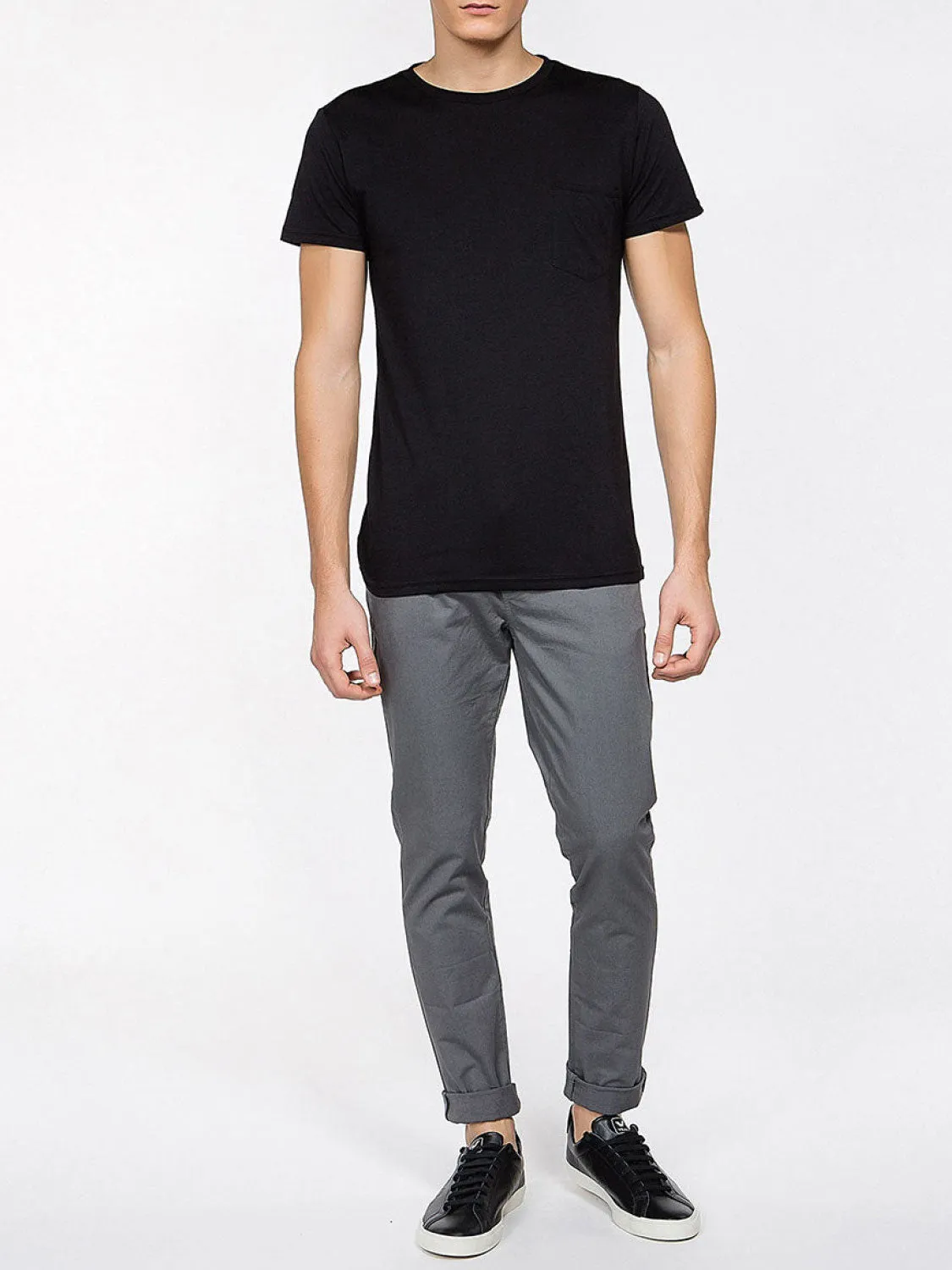 Crew Neck Modal-Blend Pocket T-shirt Black