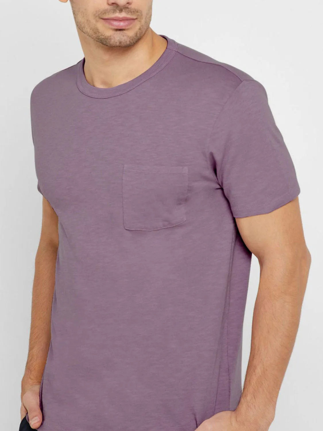 Crew Neck Modal-Blend Pocket T-shirt Lavender