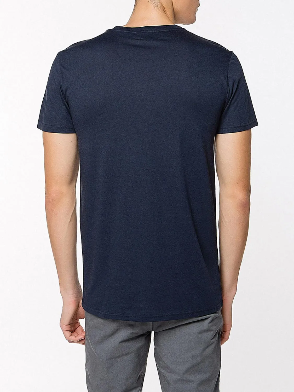 Crew Neck Modal-Blend Pocket T-Shirt Navy Blue