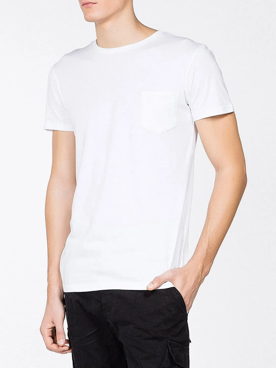 Crew Neck Modal-Blend Pocket T-shirt White