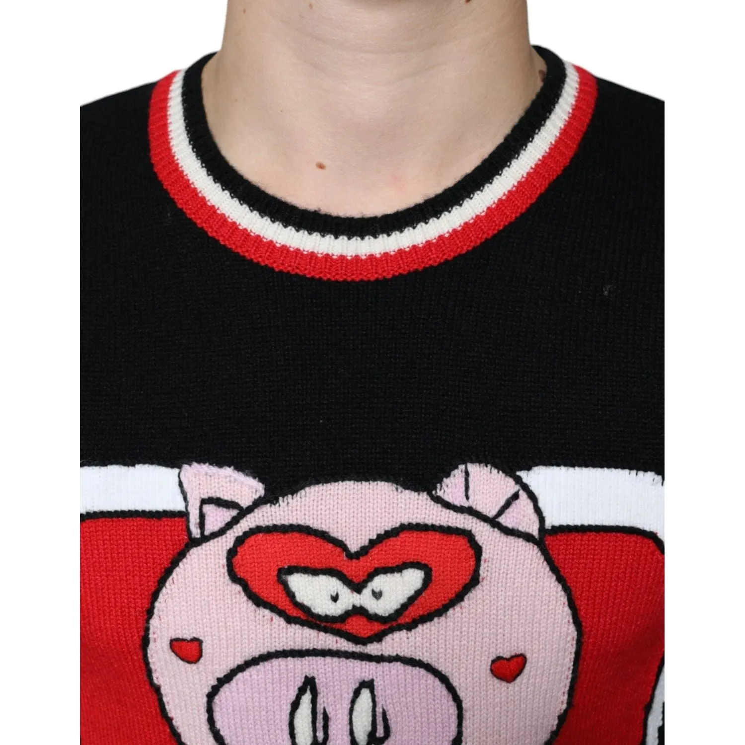 Dolce & Gabbana Black Cashmere Pig of the Year Pullover Sweater