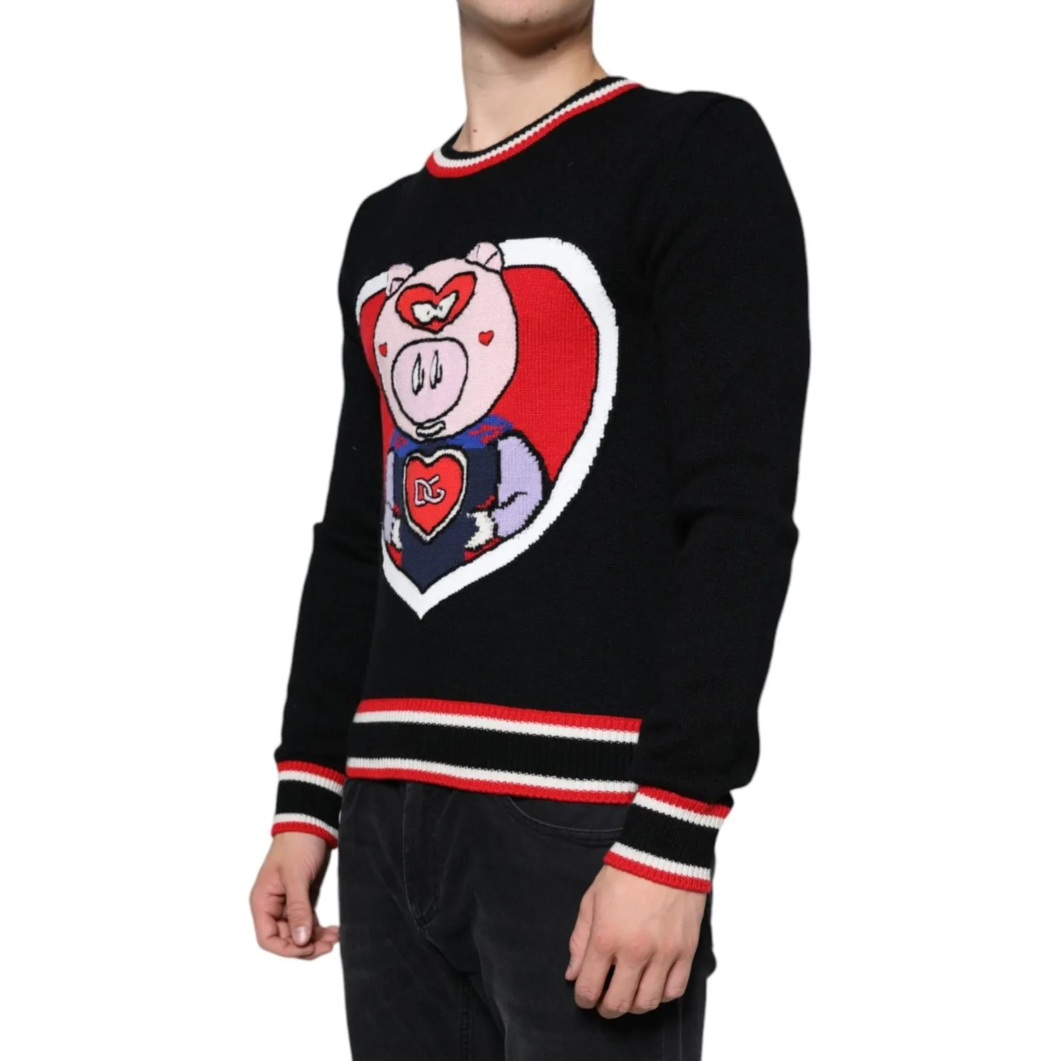 Dolce & Gabbana Black Cashmere Pig of the Year Pullover Sweater