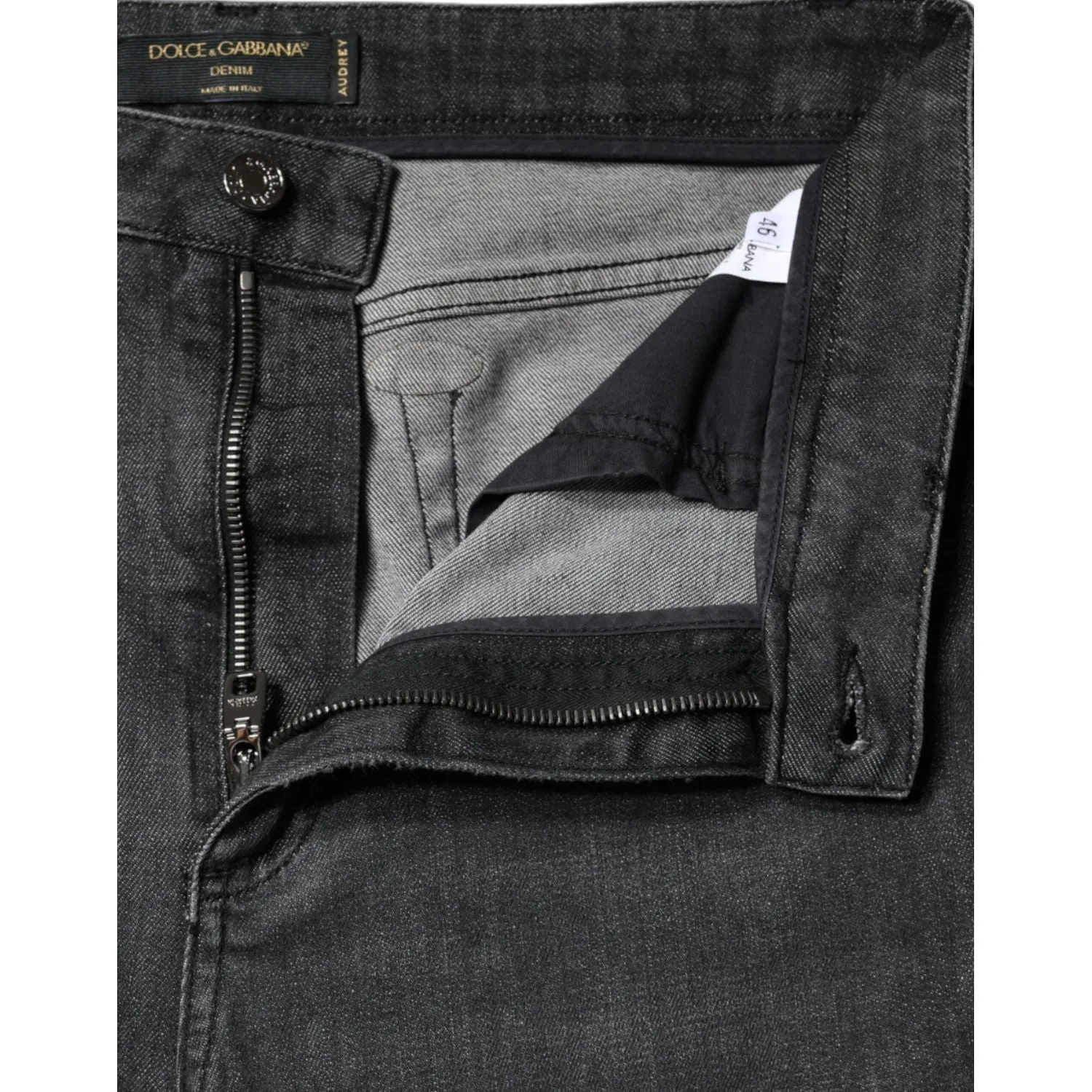 Dolce & Gabbana Black Cotton Stretch Tattered Skinny Jeans