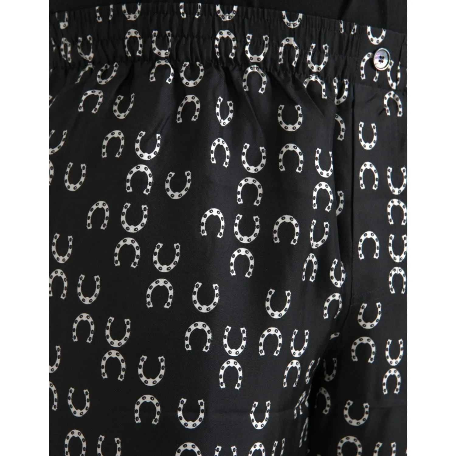 Dolce & Gabbana Black Horseshoe Print Silk Pants