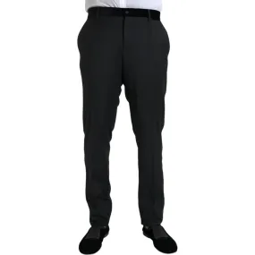 Dolce & Gabbana Black Silk Men Skinny Dress Pants