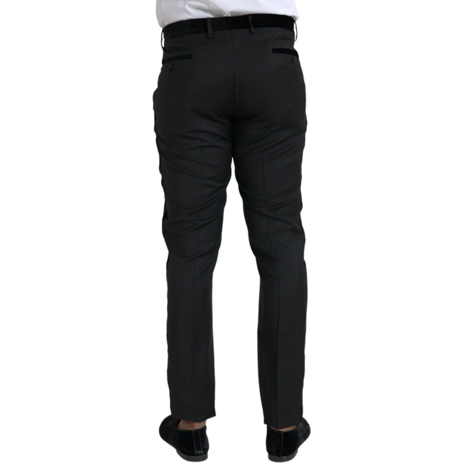 Dolce & Gabbana Black Silk Men Skinny Dress Pants