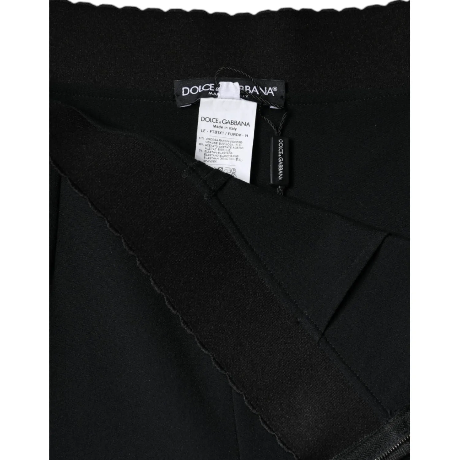 Dolce & Gabbana Black Viscose High Waist Tapered Pants