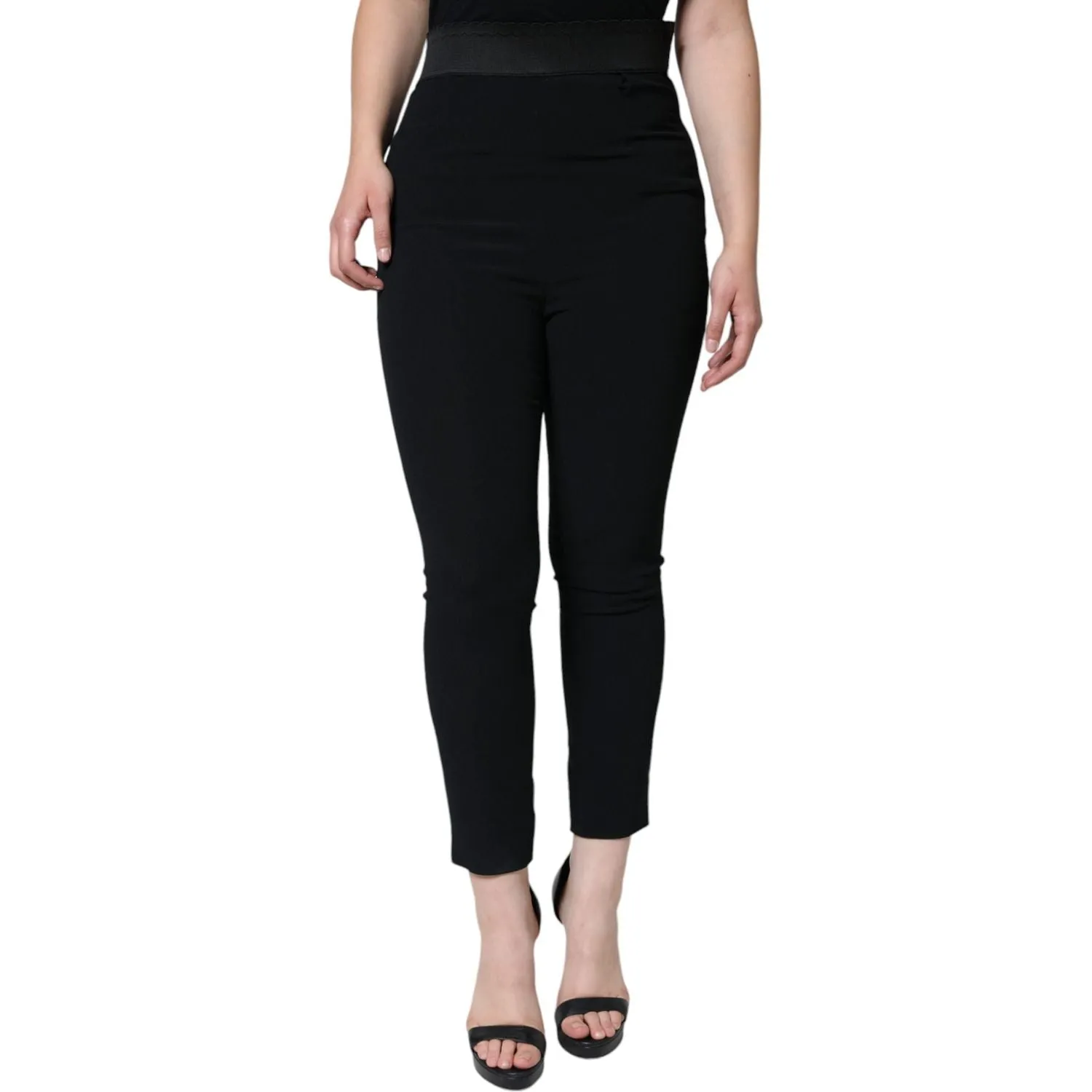 Dolce & Gabbana Black Viscose High Waist Tapered Pants