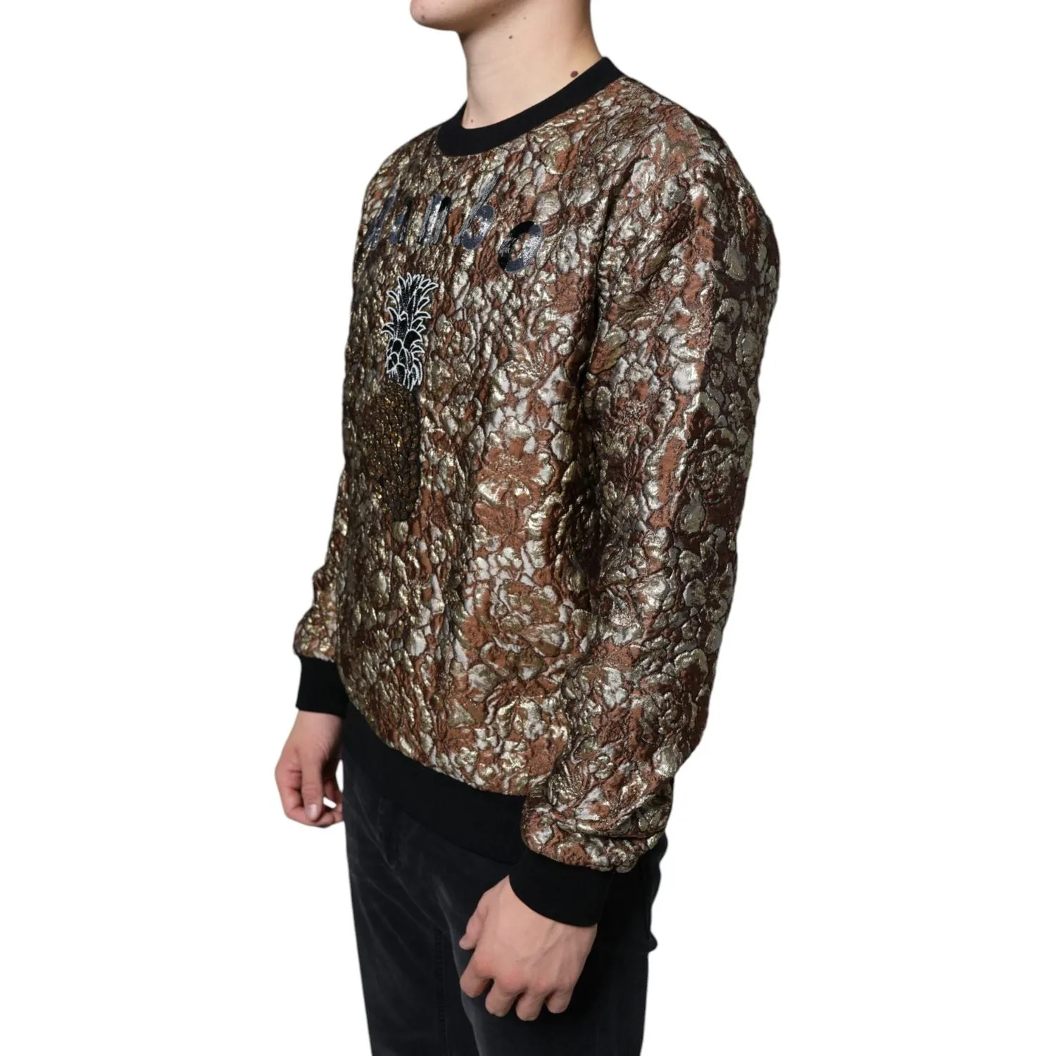 Dolce & Gabbana Brown Jacquard Mambo Pineapple Pullover Sweater