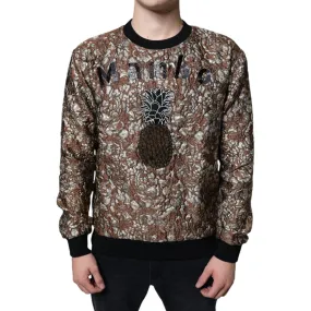 Dolce & Gabbana Brown Jacquard Mambo Pineapple Pullover Sweater