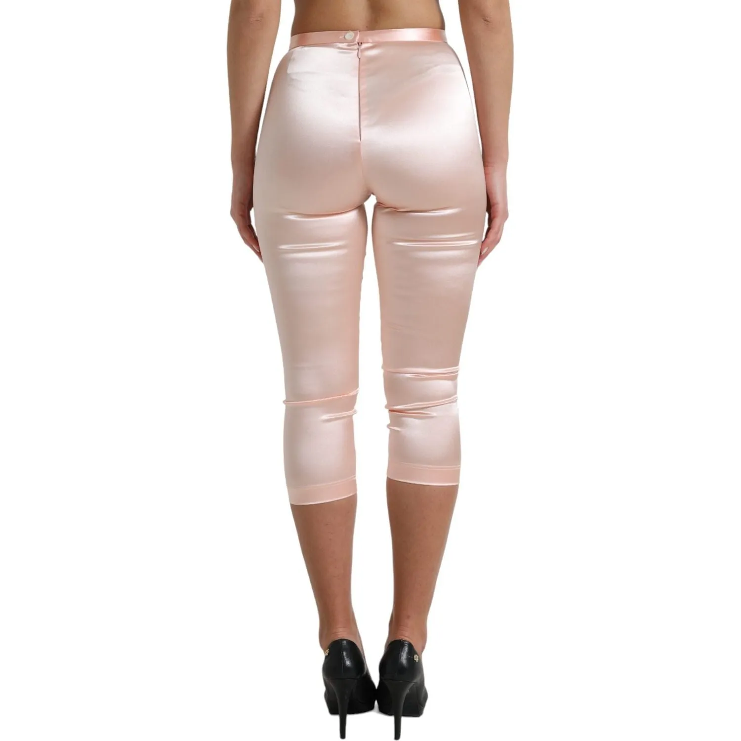 Dolce & Gabbana Chic Pink High Waist Cropped Silk Pants