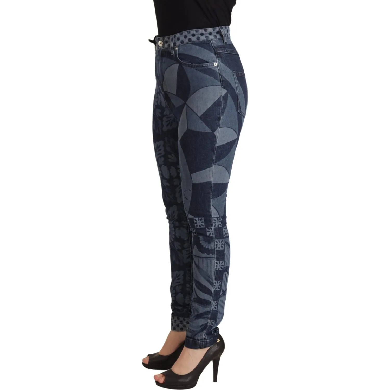 Dolce & Gabbana Elegant Floral High Waist Skinny Jeans