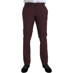 Dolce & Gabbana Maroon Wool Men Slim Fit Dress Pants