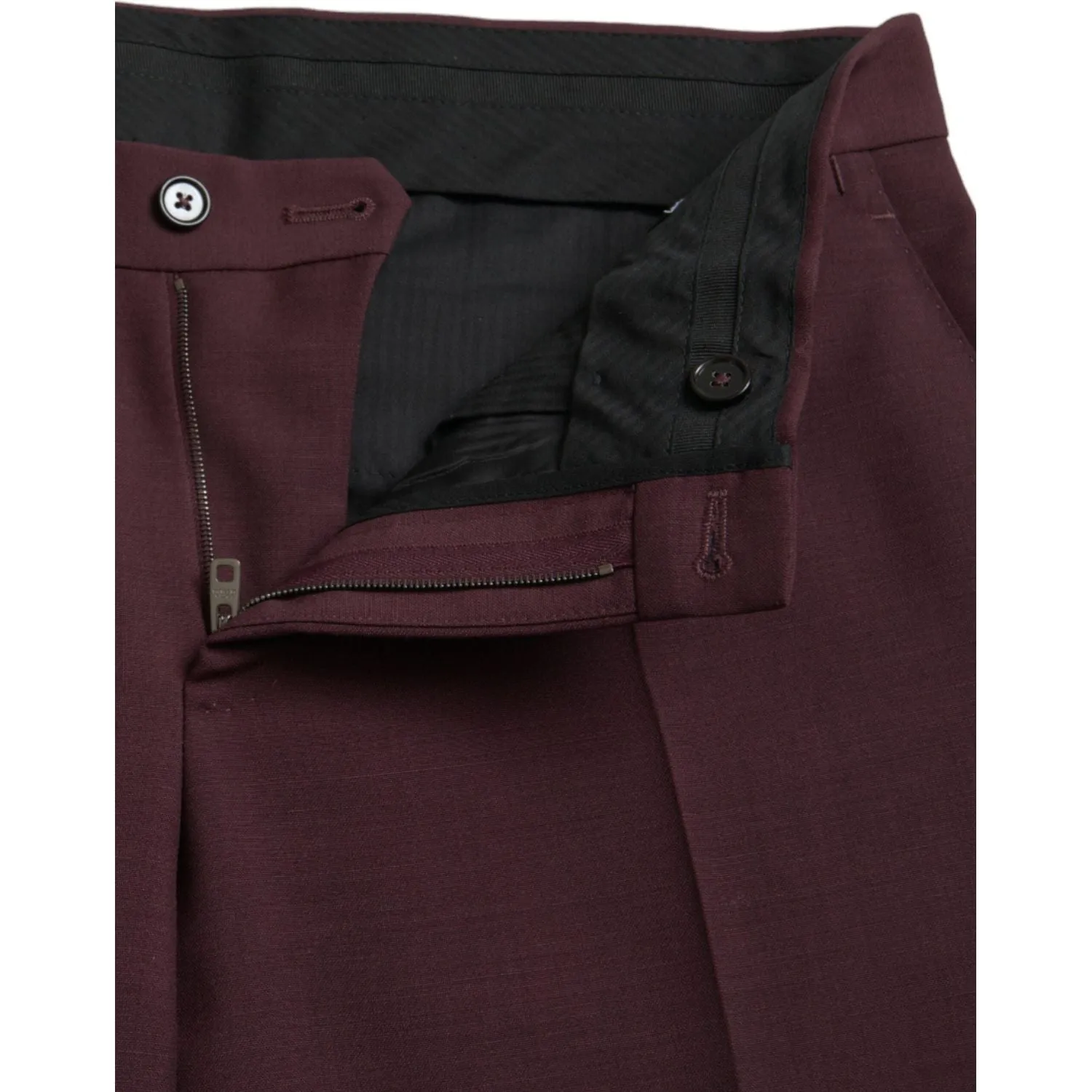 Dolce & Gabbana Maroon Wool Men Slim Fit Dress Pants