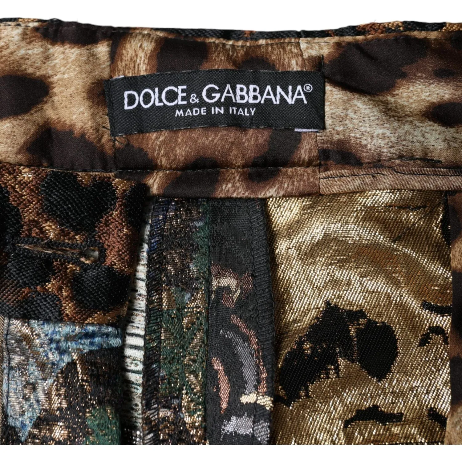 Dolce & Gabbana Multicolor Patchwork Jacquard High Waist Pants