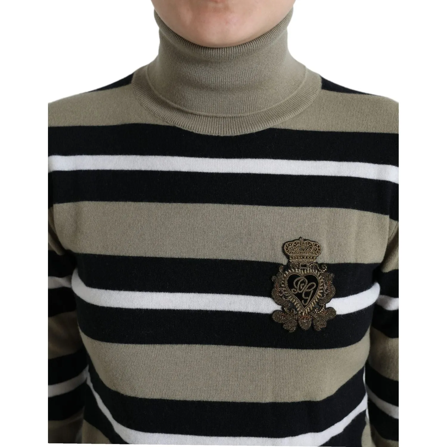 Dolce & Gabbana Multicolor Striped Wool Turtleneck Sweater