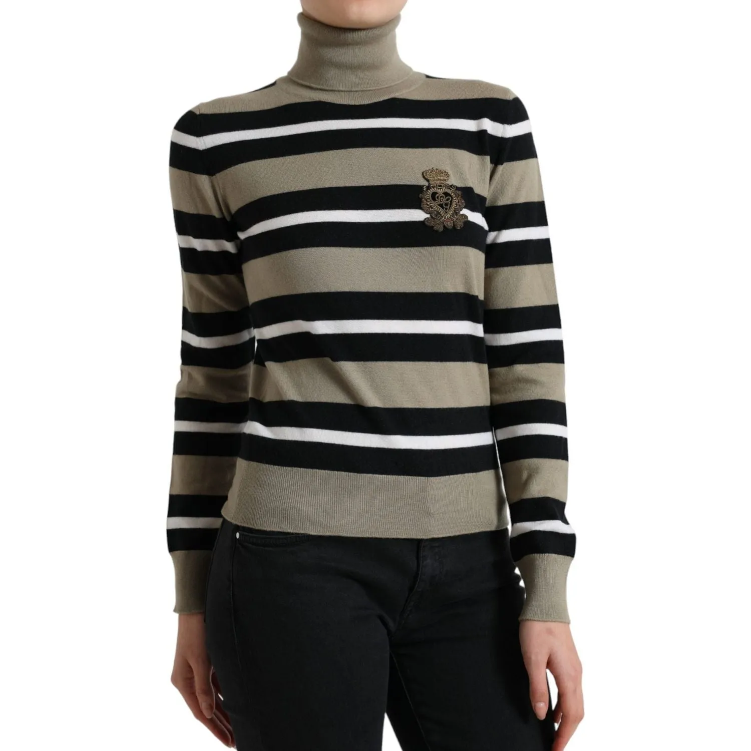 Dolce & Gabbana Multicolor Striped Wool Turtleneck Sweater