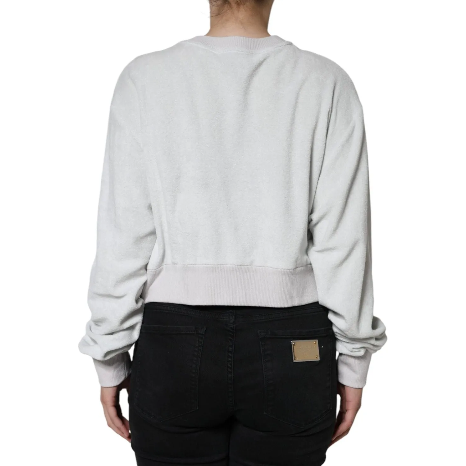 Dolce & Gabbana White Nylon Stretch Crew Neck Pullover Sweater