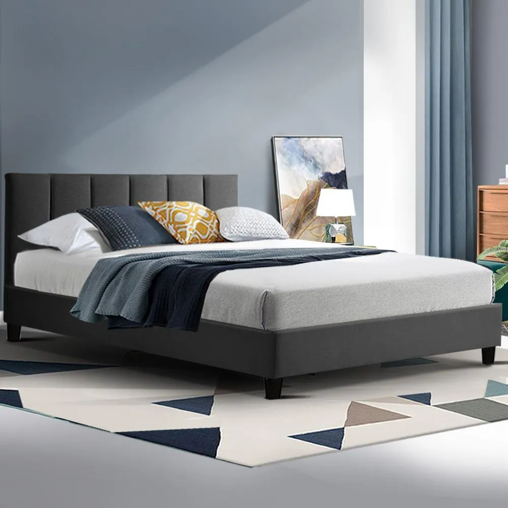 Double Package | Alma Bed Charcoal & Glay Bonnell Spring Mattress (Medium Firm)