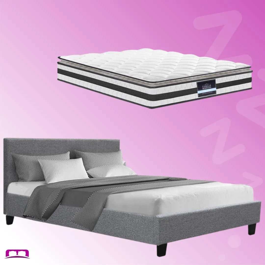 Double Package | Coogee Bed Grey & Normay Series Pillow Top Mattress (Medium Firm)