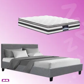 Double Package | Coogee Bed Grey & Normay Series Pillow Top Mattress (Medium Firm)