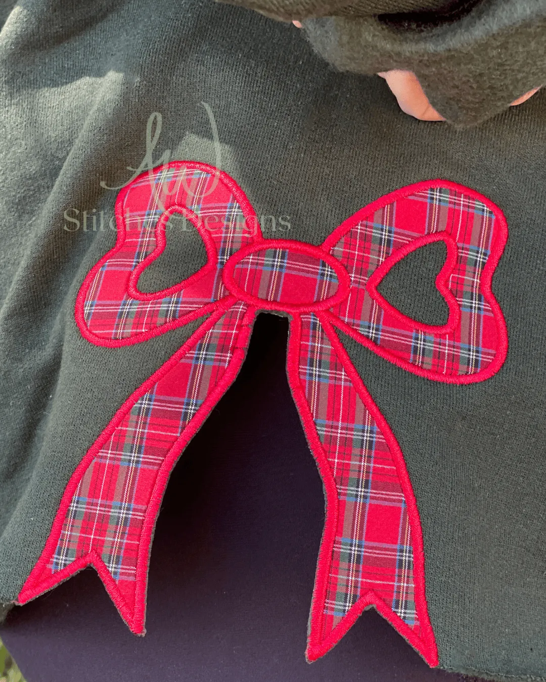 Elegant Classic Bow Appliqué – Satin Stitch Embroidery Design - Sweatshirt Side Bow Applique