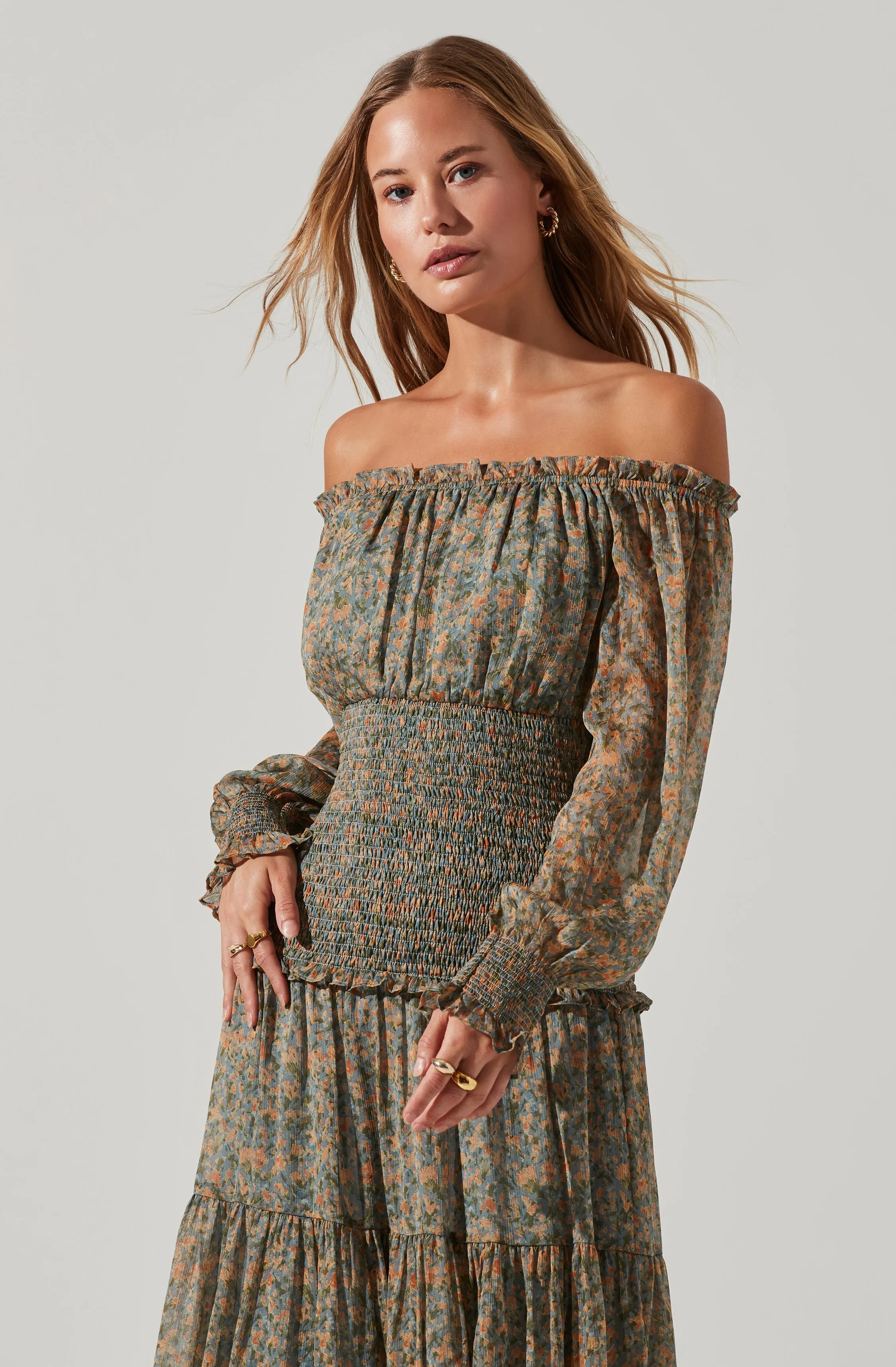 Embrey Floral Off Shoulder Maxi Dress