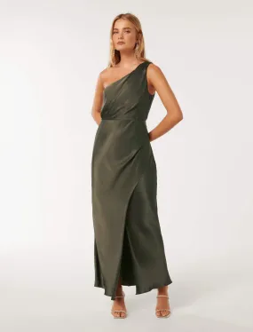 Emily One Shoulder Satin Maxi Dress