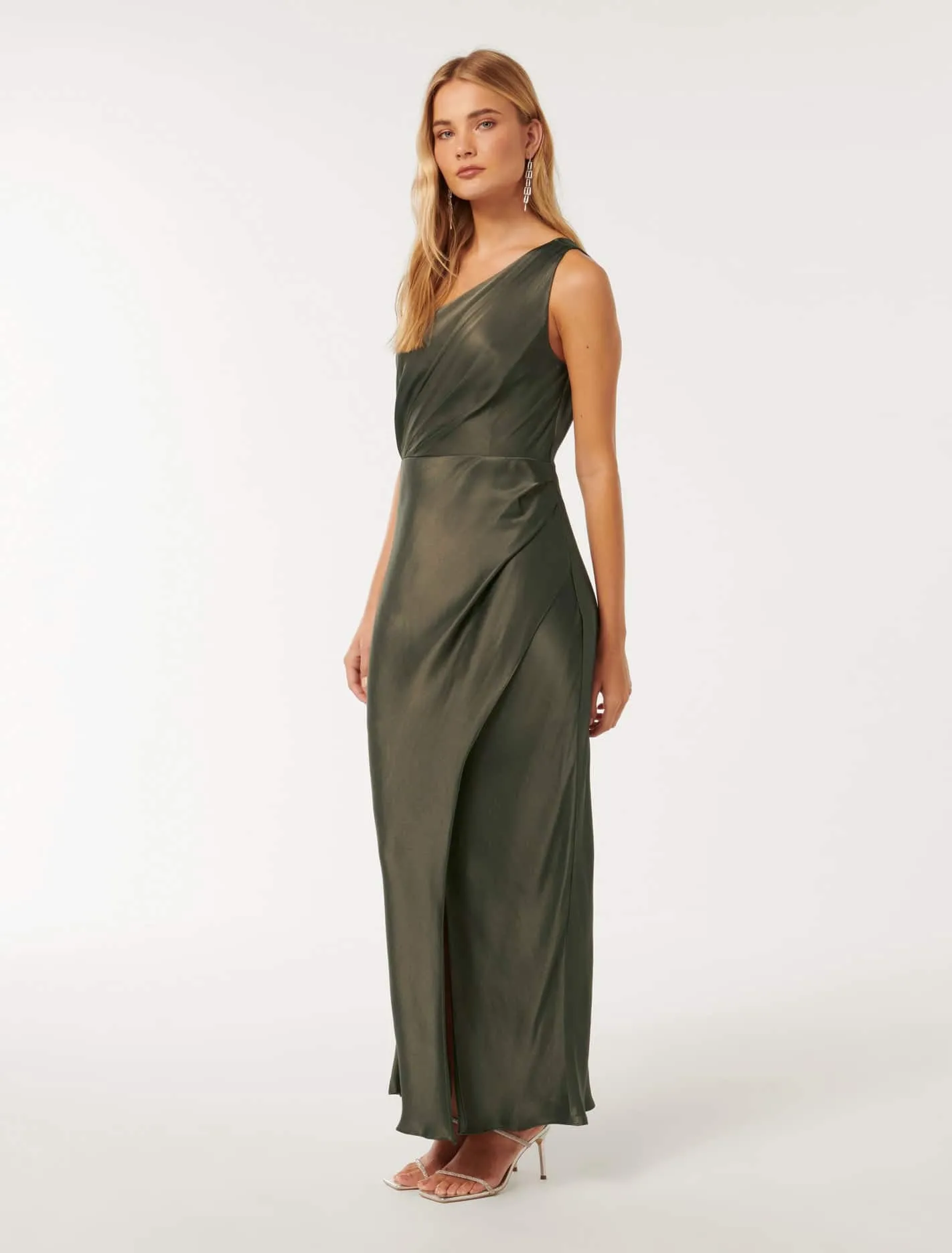 Emily One Shoulder Satin Maxi Dress