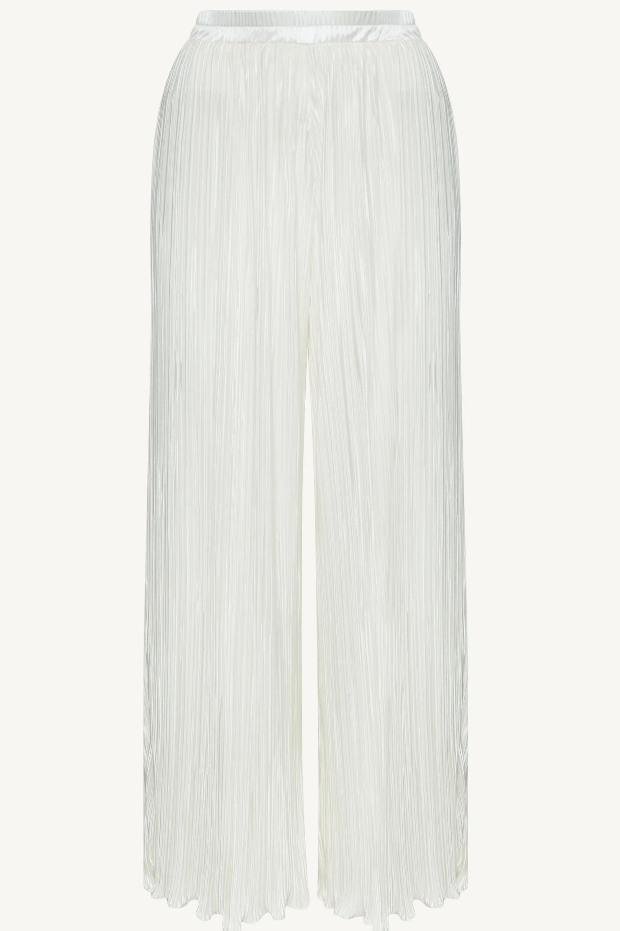 Ezra Satin Plisse Wide Leg Pants - White