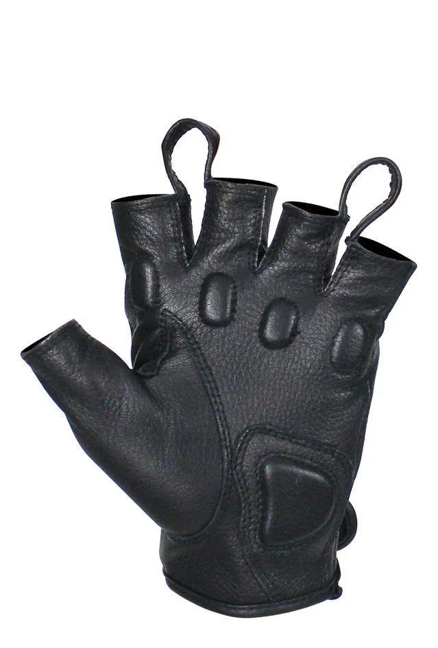 Fingerless Deer Skin Leather Gloves W/ Padded Knuckle Protectors, GLD86-22-DL