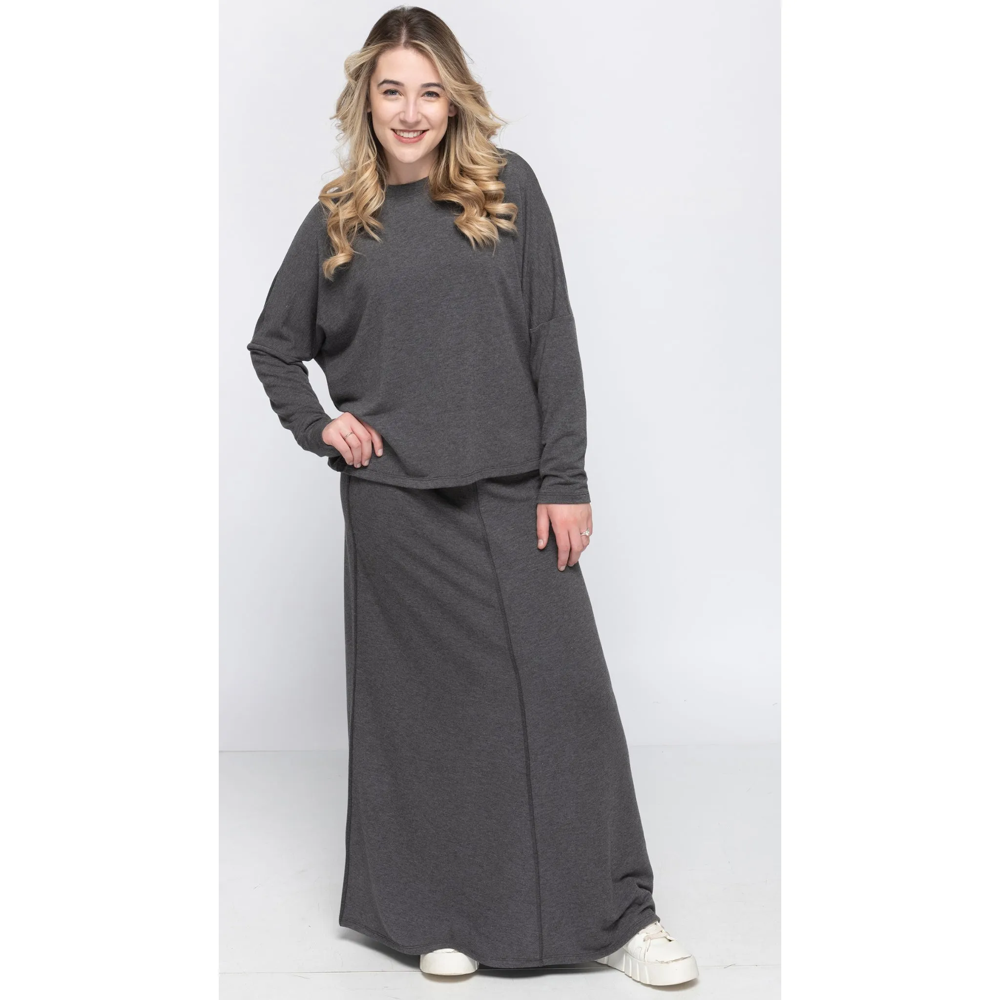 Fleece Maxi Skirt: Charcoal