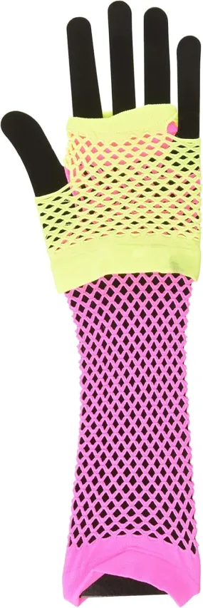 Forum Novelties Neon Fishnet 80s Gloves