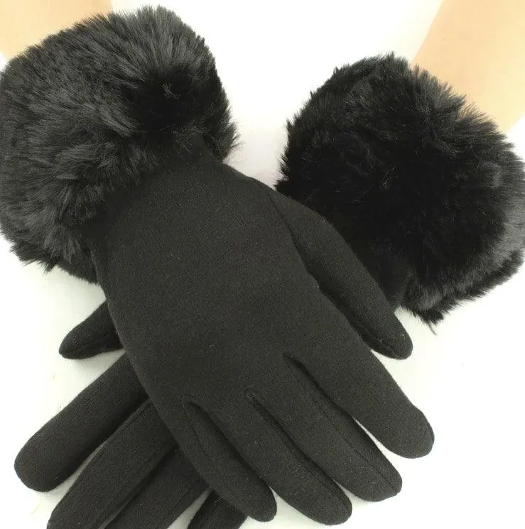 Fur Edge Texting Gloves