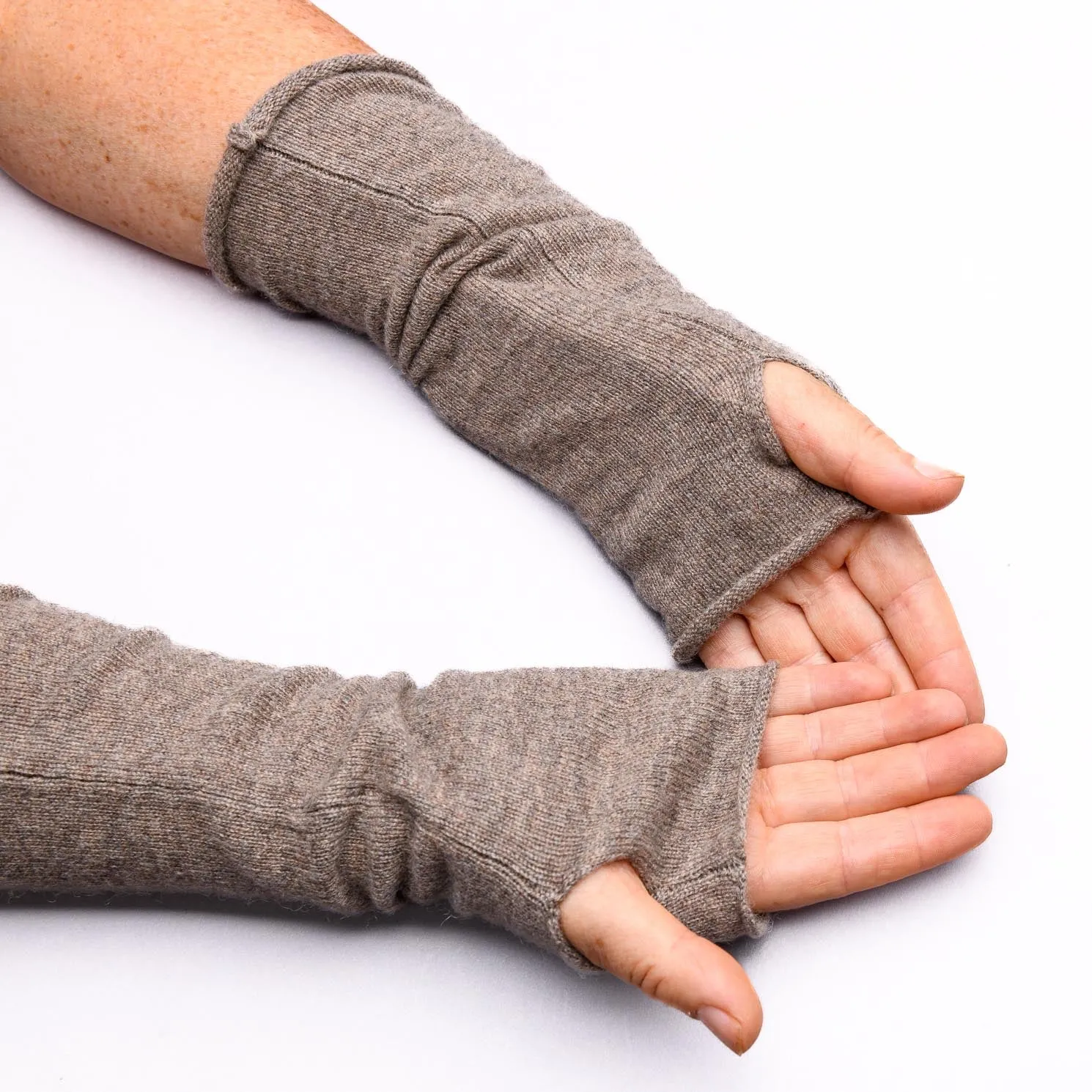 Hand on HEART 100% Pure Cashmere Fingerless Glove, Donkey Brown